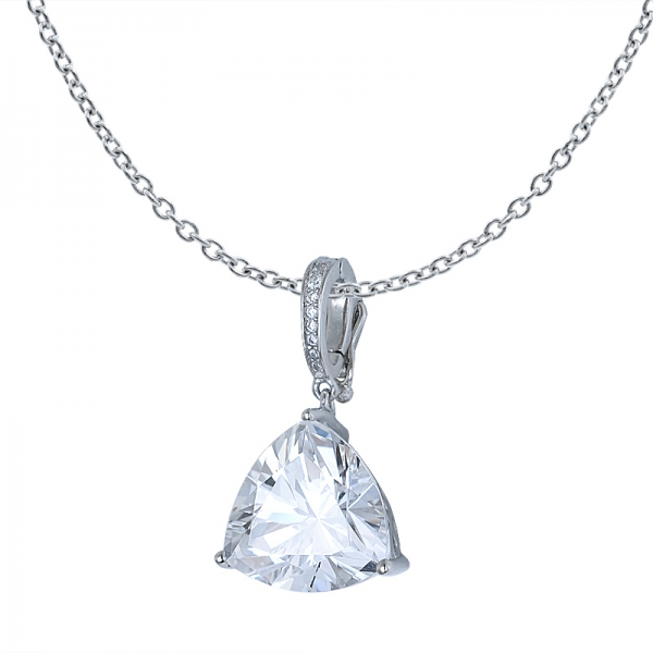 triângulo colar de jóias branco cúbicos de instrução pingente de prata jóias 