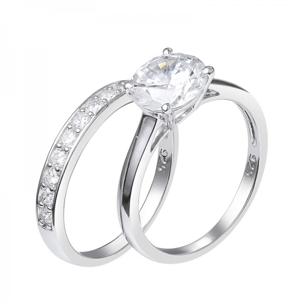 Exclusivo Anel de Banda 2.0 ct Corte Redondo Moissanie Diamante de Casamento Clássico Conjunto de Anel de 