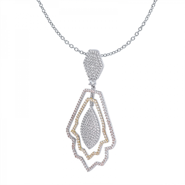 jóia colar para mulheres de tom 2 banhado espumante hexágono colar de diamantes 