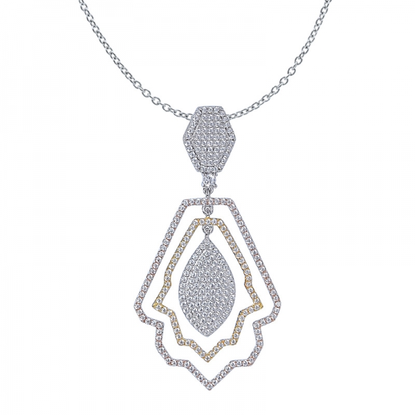 jóia colar para mulheres de tom 2 banhado espumante hexágono colar de diamantes 