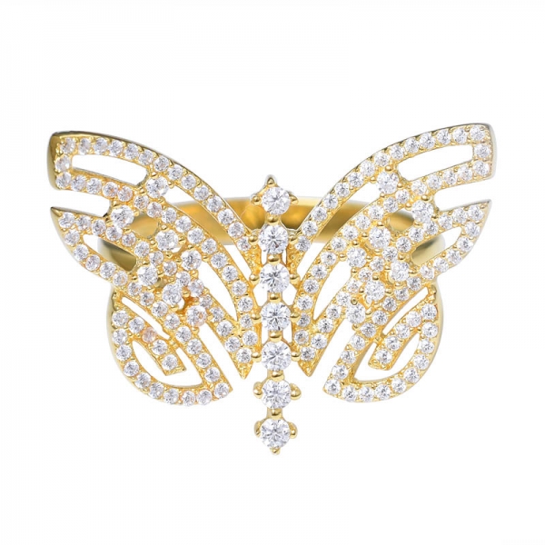 18K Ouro Chapeado AAA Zircônia Borboleta Anéis Perfeito para a Festa de Presente para as Mulheres 