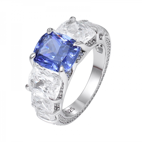 Costumes Princesa Corte tanzanite azul Pedra Principal E de Noivado de Diamante Mulheres Anéis de Dedo 