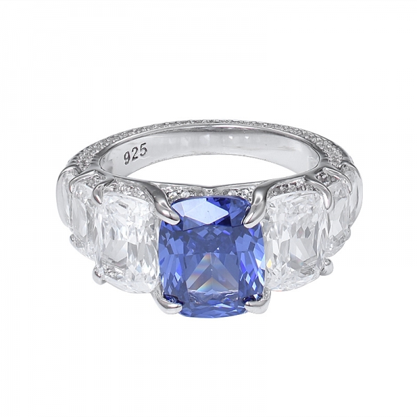 Costumes Princesa Corte tanzanite azul Pedra Principal E de Noivado de Diamante Mulheres Anéis de Dedo 