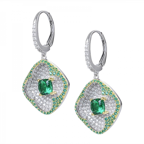 semi joias brincos feitos almofada esmeralda flor jóia 