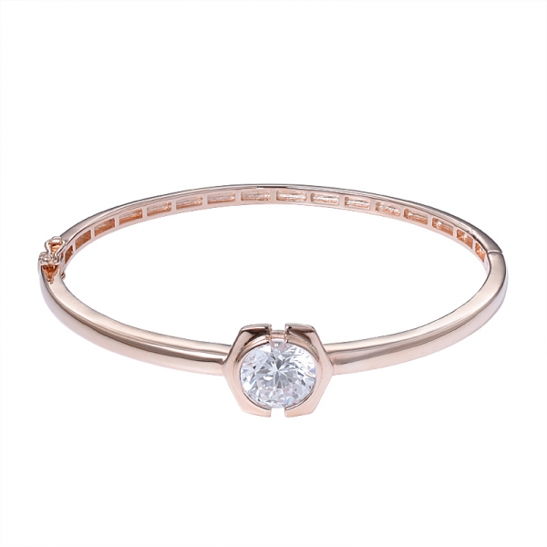 3ct rodada CZ Diamante rosa de 18K, Banhado a Ouro Bracelete Cravejado de Pulseira para Mulheres 