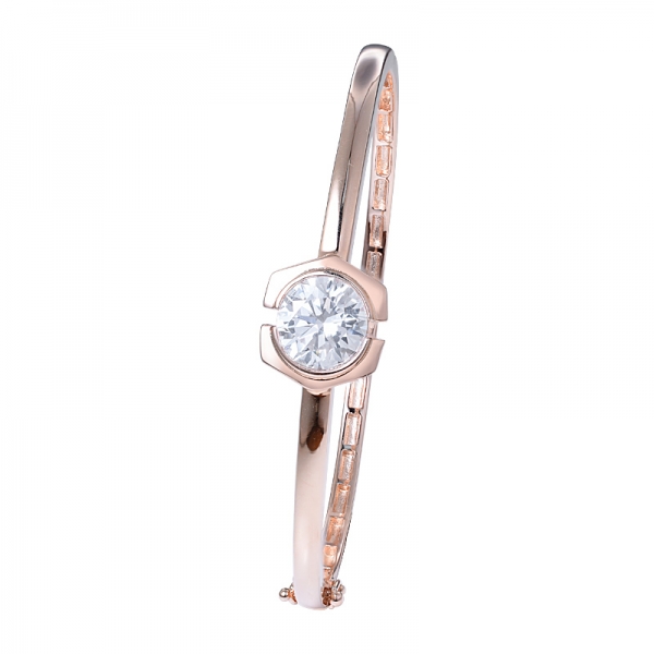 3ct rodada CZ Diamante rosa de 18K, Banhado a Ouro Bracelete Cravejado de Pulseira para Mulheres 
