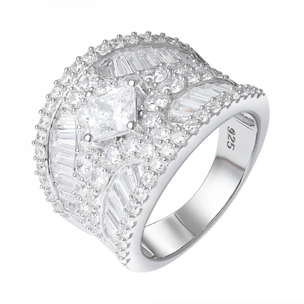popular princesa quadrada corte zircão cúbico CZ anéis de bandas de pedras preciosas 