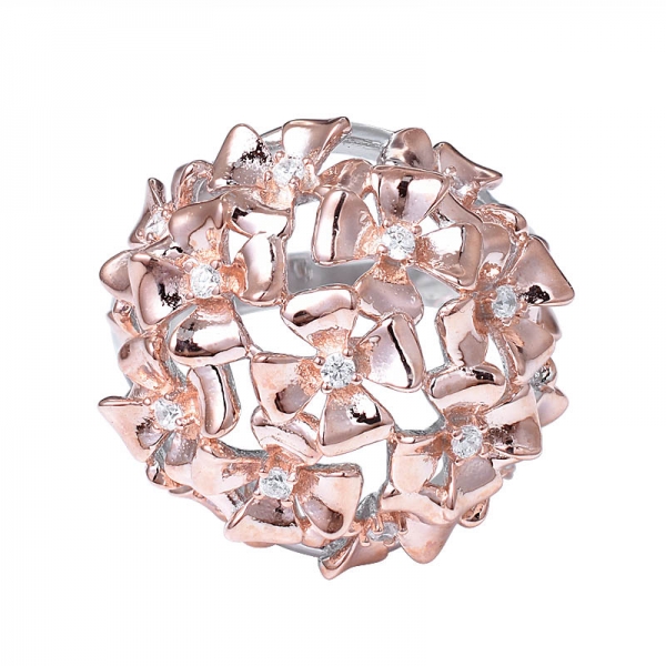 nova forma de flor da moda design de anel de ouro rosa para mulheres 