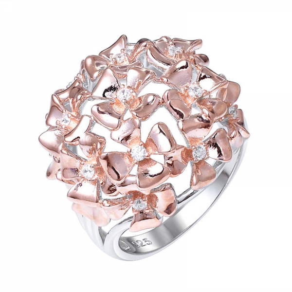 nova forma de flor da moda design de anel de ouro rosa para mulheres 