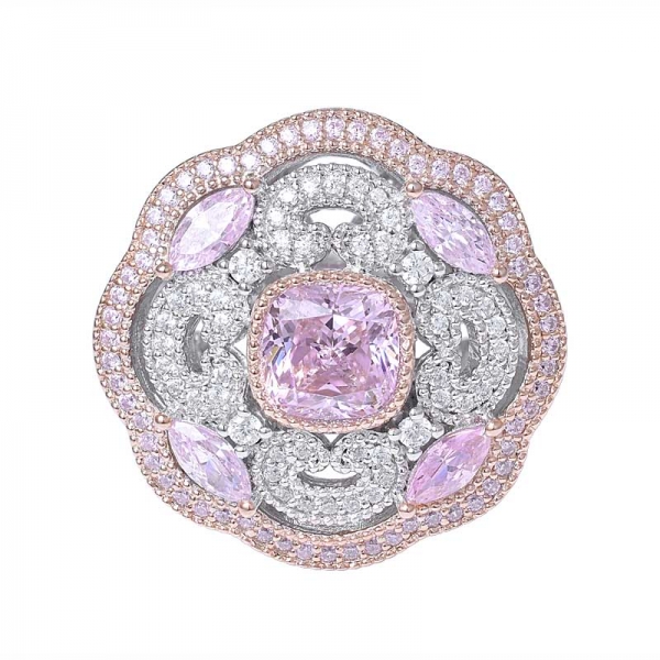 design de moda 1 ct almofada de corte rosa claro anel de noivado de diamante 