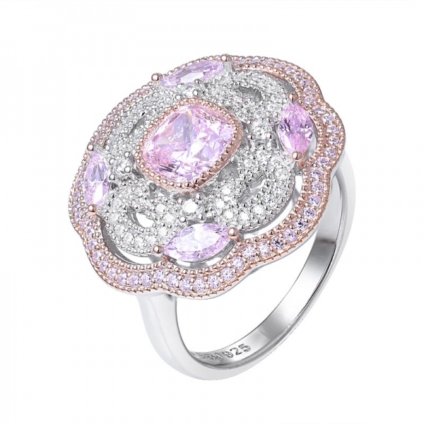 design de moda 1 ct almofada de corte rosa claro anel de noivado de diamante 