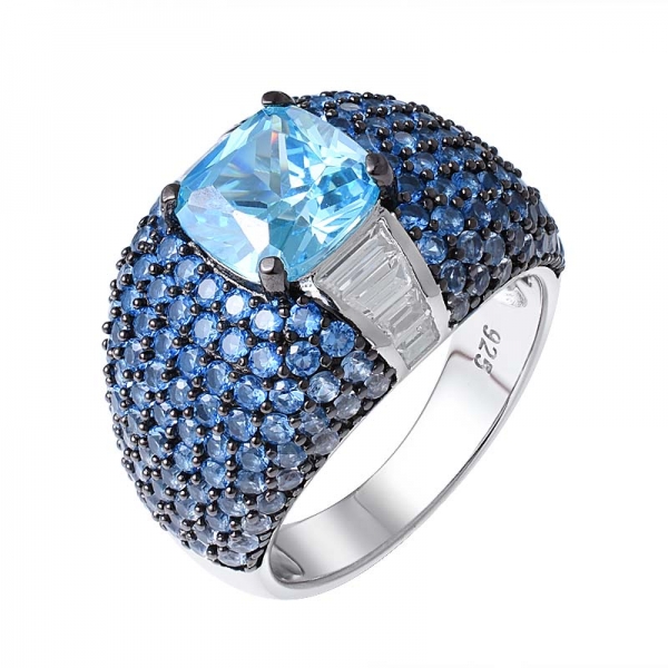 almofada de apatita neon azul lapidada gemstone  925 anel de prata esterlina Para atacadista de mulheres 