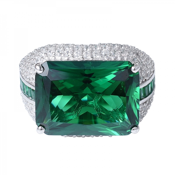 joia de prata esterlina criada anel solitário de pedra preciosa nano verde esmeralda 