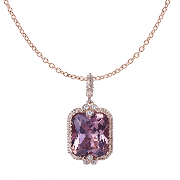 morganita rosa cz pendente de ouro rosa sobre prata esterlina com conjunto de joias 