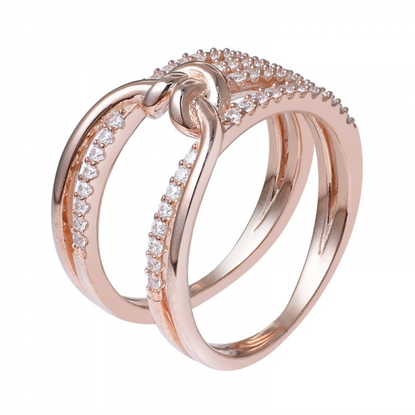 atacado prata esterlina rosa anel de noivado banhado a ouro para mulheres 