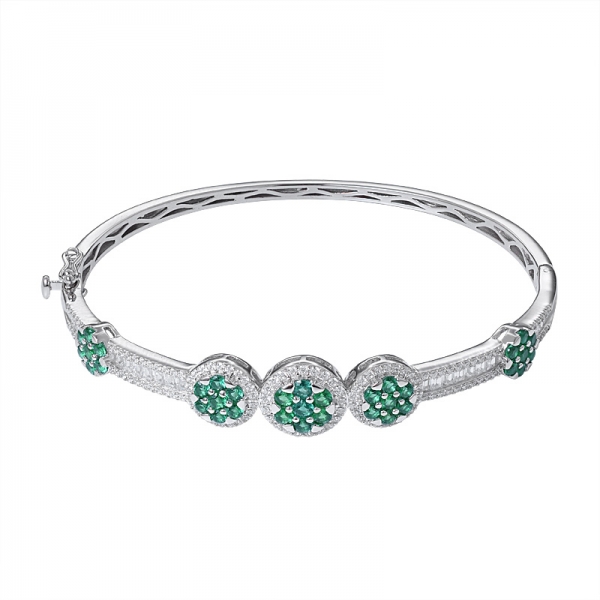 criou uma pulseira de ródio verde esmeralda sobre prata esterlina para mulheres 