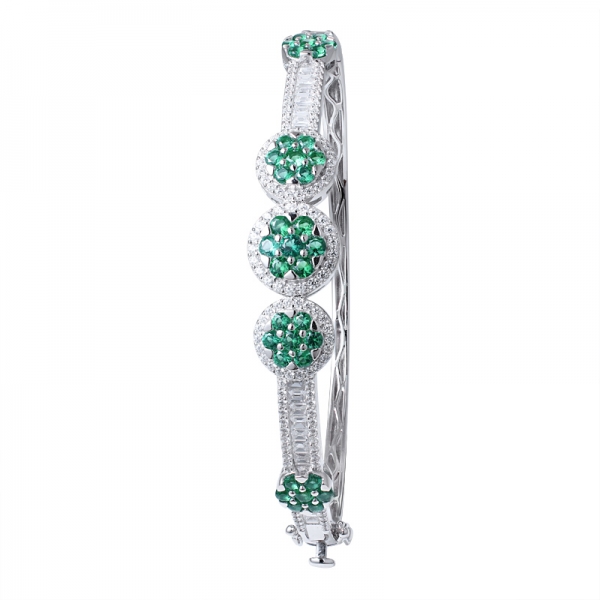 criou uma pulseira de ródio verde esmeralda sobre prata esterlina para mulheres 