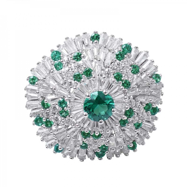 esmeralda verde redonda criada 925 anel de noivado em prata esterlina 