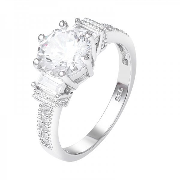  1,5 ct anel de noivado redondo de zircônia cúbica brilhante sobre prata esterlina 