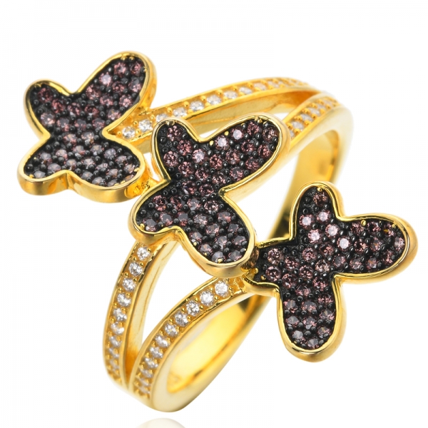 Ouro amarelo chocolate branco e marrom Mocha cúbica de zircônia anéis, anéis de casamento pretos para mulheres 