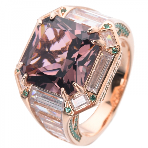 anel de aniversário de noivado de diamante real em ouro rosa com pedra morganita genuína 