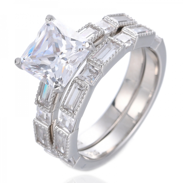 anel de prata esterlina forma extravagante feito com zircônia princesa infinita 