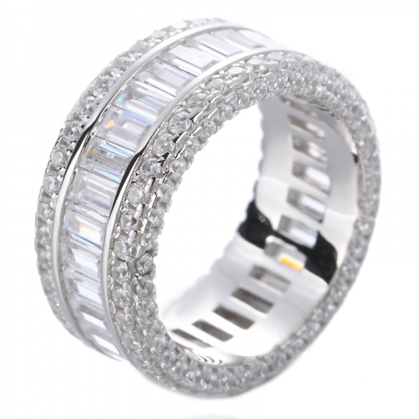 anéis de pedras preciosas baguete de banda multicolorida anel multicolorido de 925 libras esterlinas 
