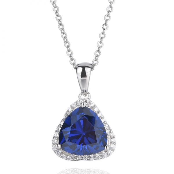 triângulo azul tanzanita com colar de aniversário de diamante para mulheres
 