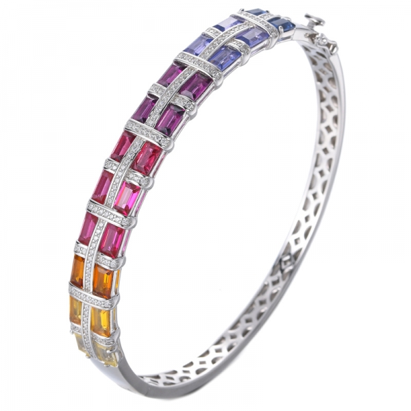 Jóias de pulseira de arco-íris de safira sintética multicolorida
 