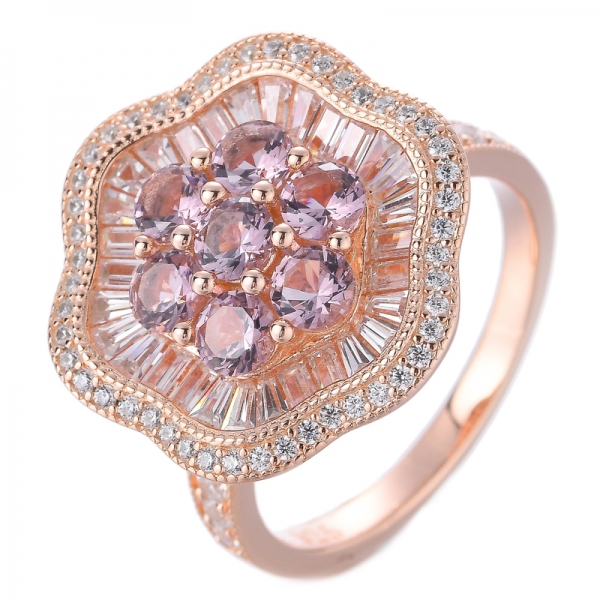 criado morganita rosa 3.5 MM pedra preciosa redonda 925 prata esterlina aglomerado anel de proposta unissex
 