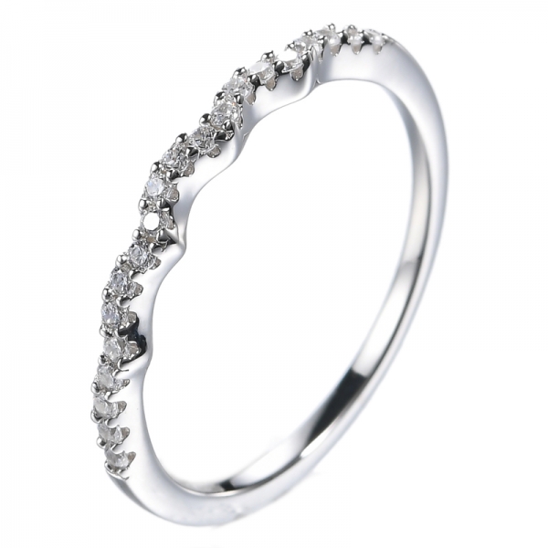 Conjunto de anel de noivado de prata esterlina banhado a ródio redondo zircônia cúbica
 