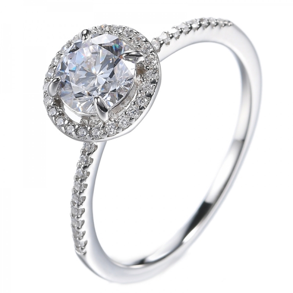 Anel de casamento de diamante elegante 4/5CTW corte redondo de diamante simulado
 