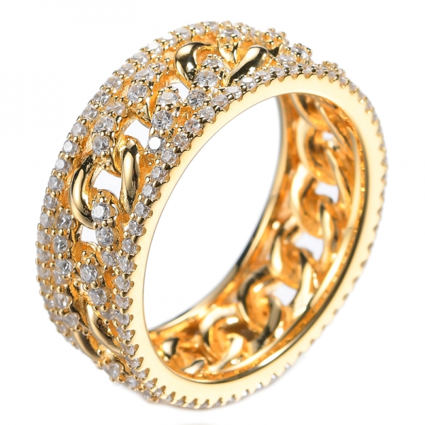 Anel de ouro branco 18k zircônia cúbica esterlina 925 prata aliança anel
 