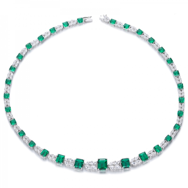 Elementos infinitos de prata esterlina criados colar de esmeralda verde ou safira azul
 
