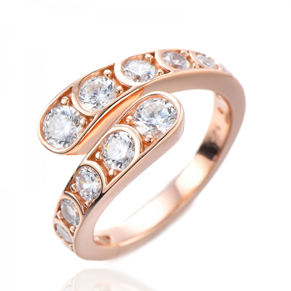 Design mais recente anel de noivado prata 925 ouro rosa transparente CZ
 