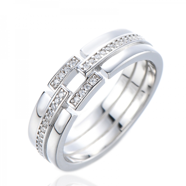 Anéis protetores redondos de prata esterlina 925 branco AAAAA CZ 2 tons infinito 