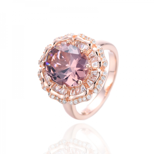 Anel de prata nano e branco da morganite da forma oval com chapeamento de ouro de Rosa 