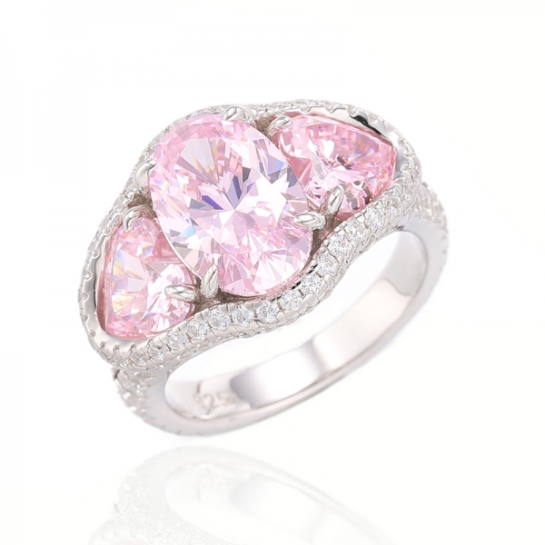 Anel de prata Nano de Morganite em forma oval e formato de coração com chapeamento de ouro rosa 