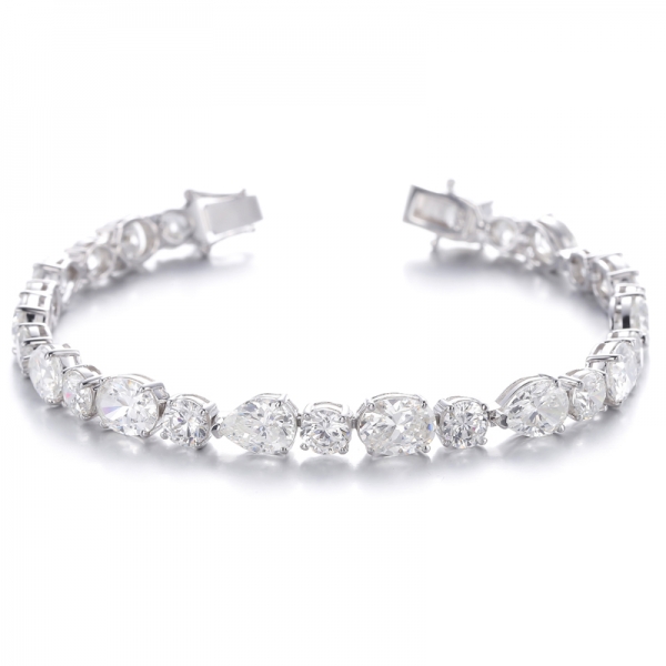 
     Pulseira de prata ródio com zircônia cúbica diamante formato oval G
     