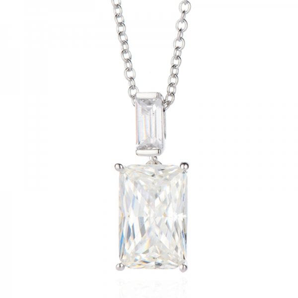 Colar Octagon Diamond G e Baguette com Zircônia Cúbica Branca e Ródio e Prata 